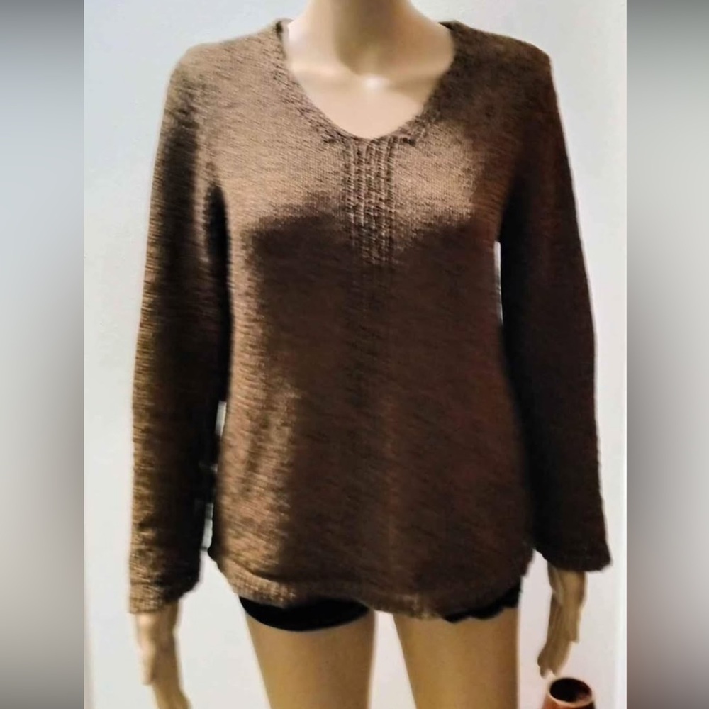 size 1 Chico's V-Neck Brown Sweater 0281